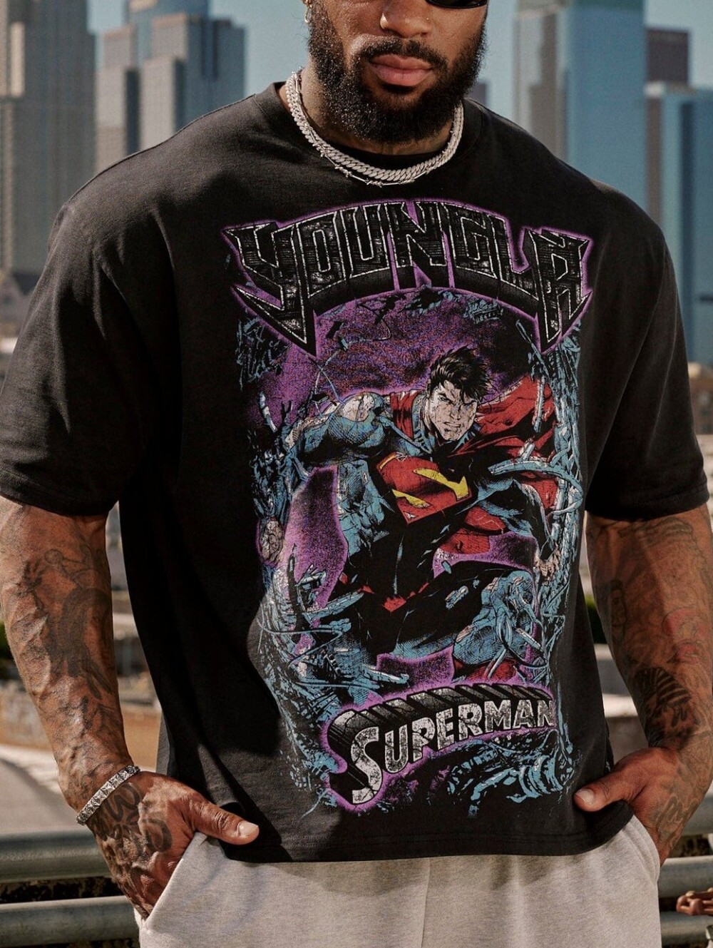Black Superman Graphic Tee - Young LA